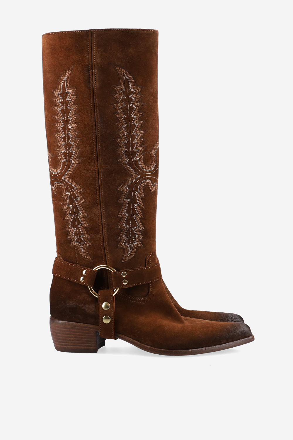 Embroidered suede boots