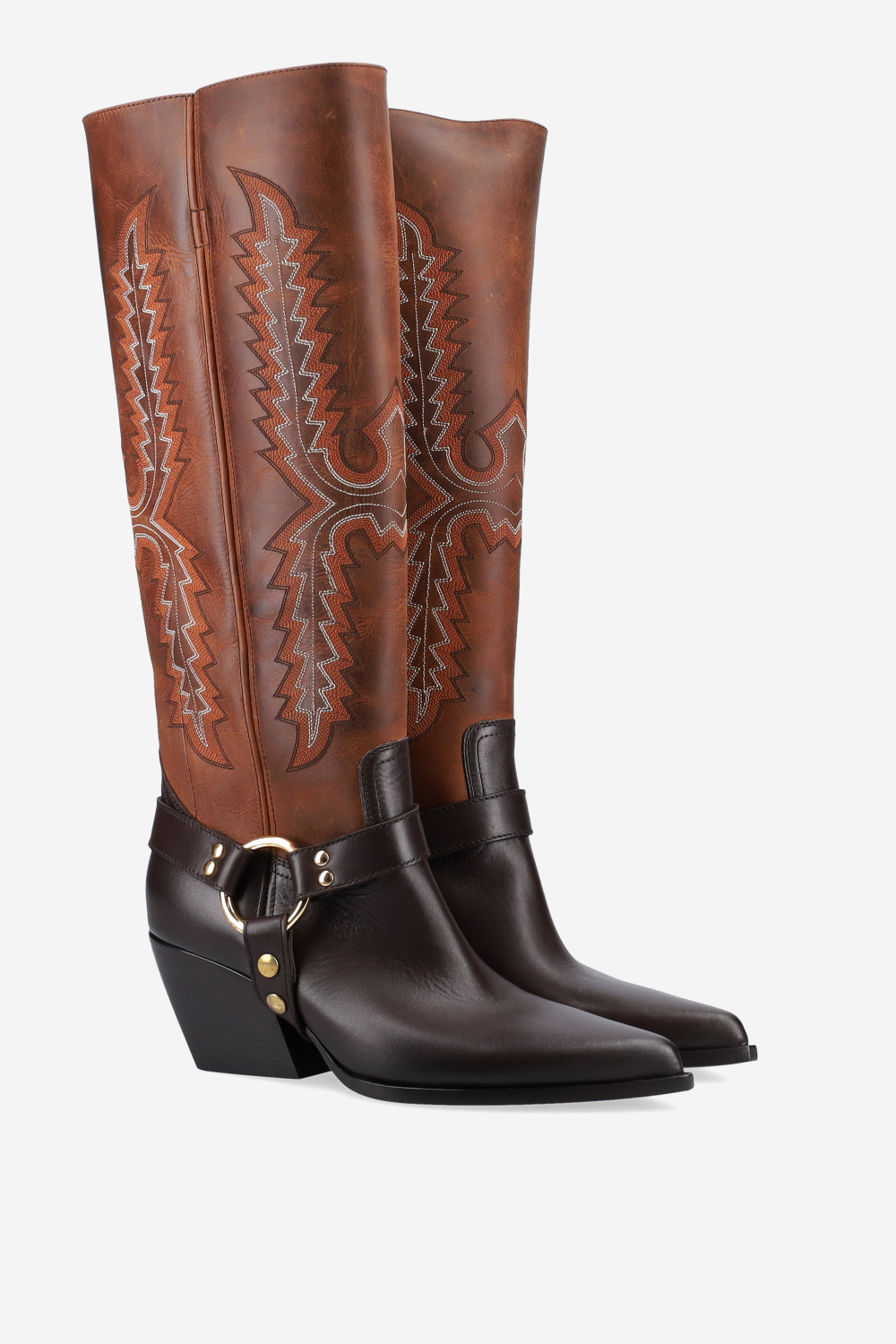 Embroidered leather boots