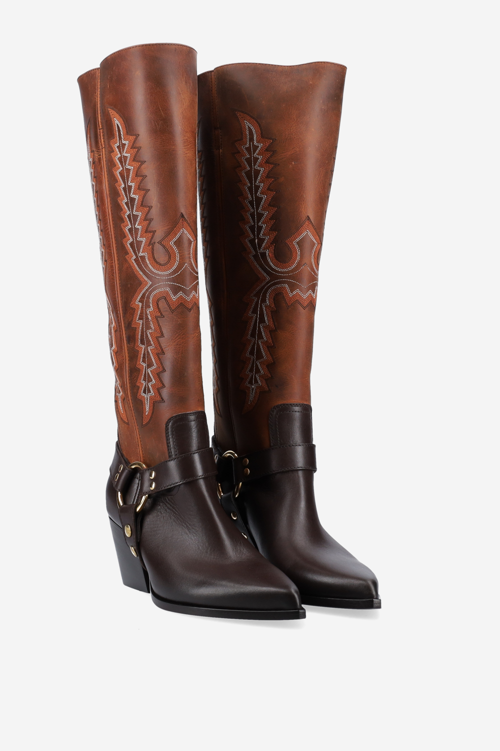 Embroidered leather boots