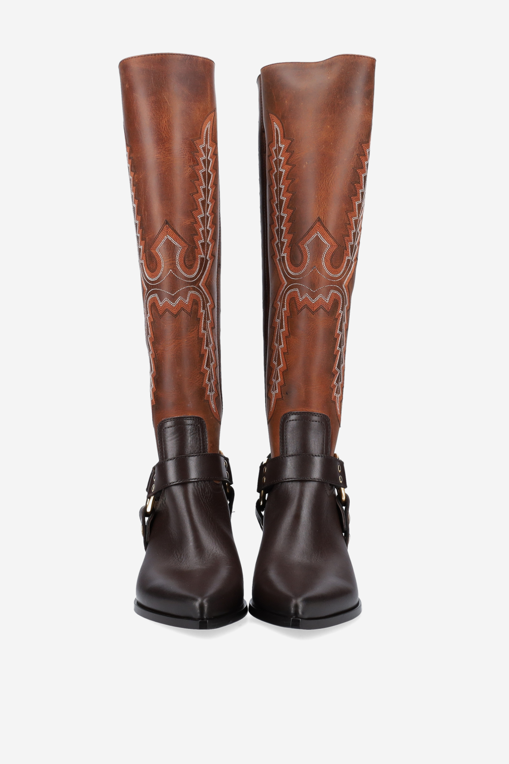 Embroidered leather boots
