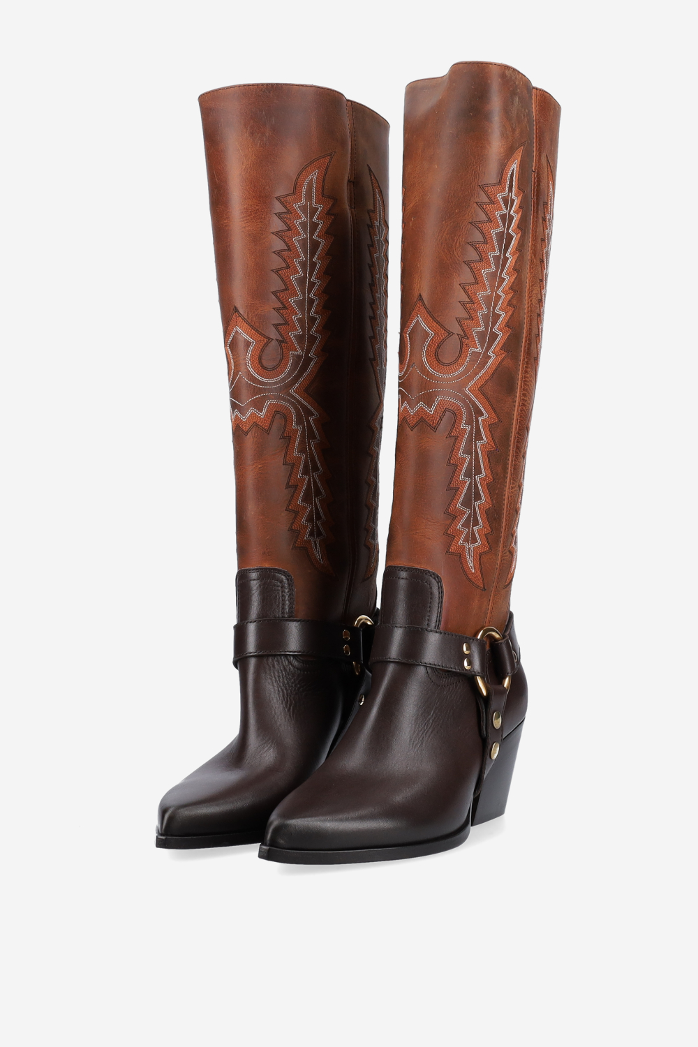 Embroidered leather boots