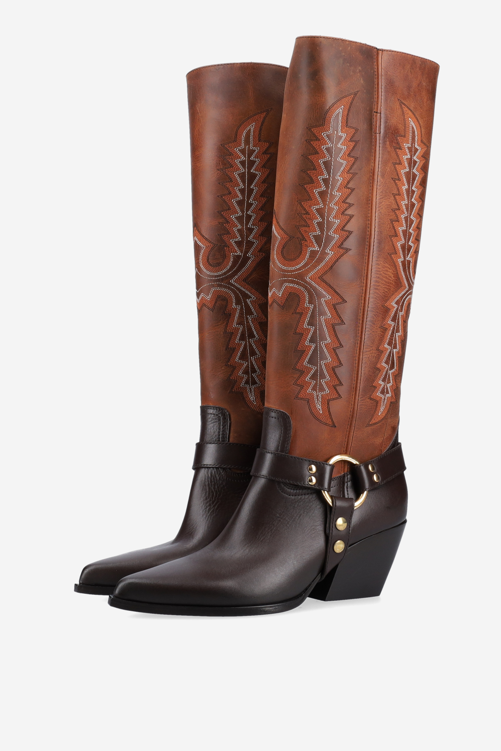 Embroidered leather boots