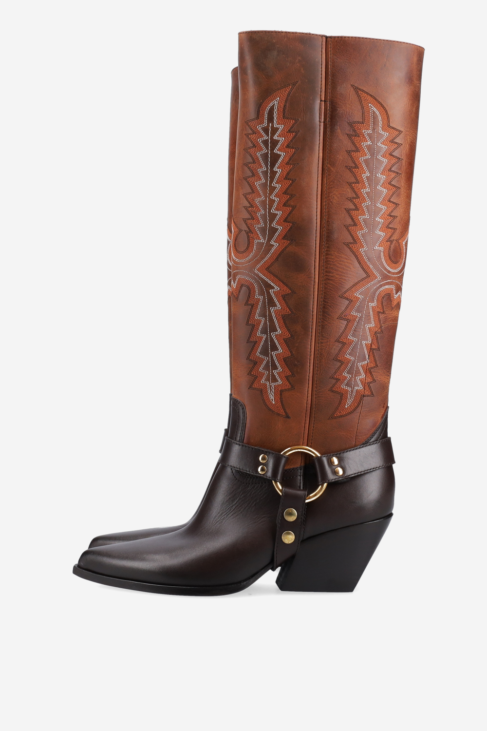 Embroidered leather boots