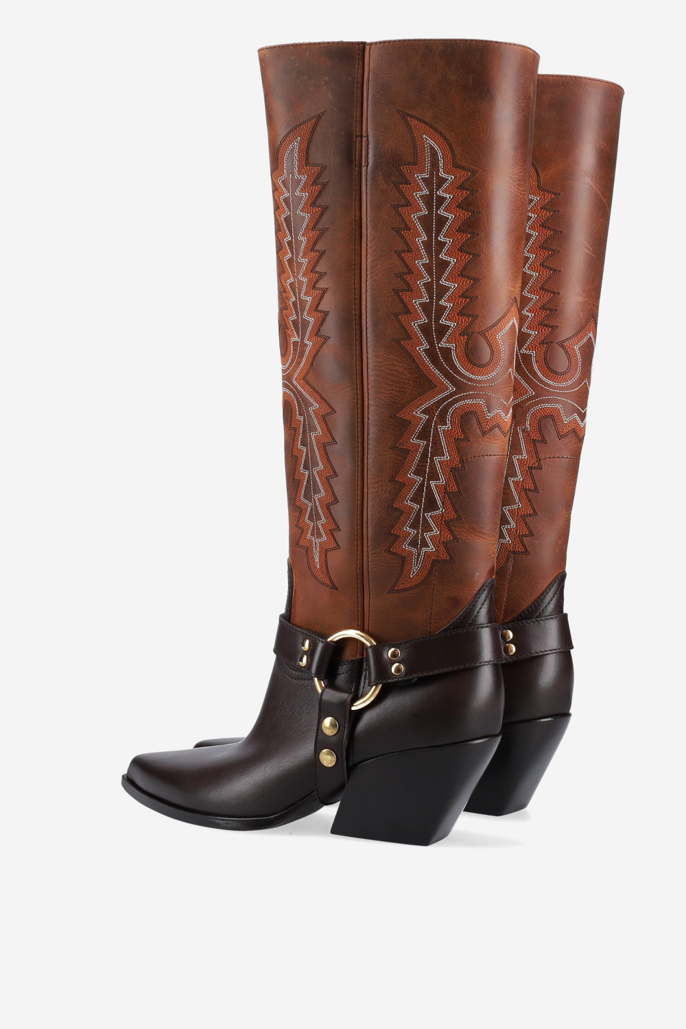 Embroidered leather boots