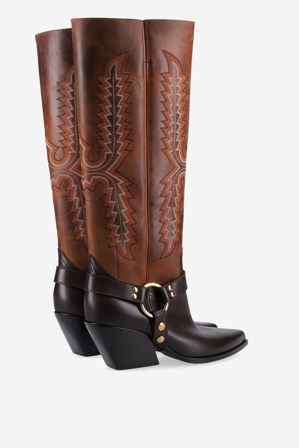 Embroidered leather boots