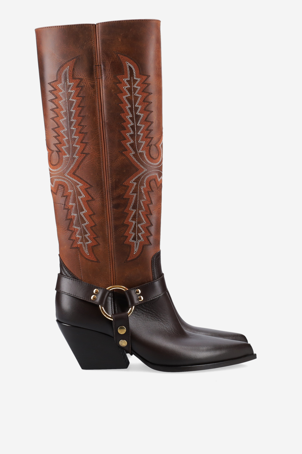 Embroidered leather boots