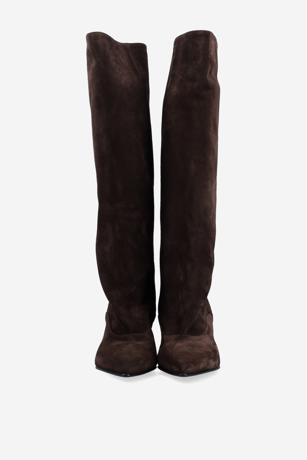 Pointed-toe suede boots
