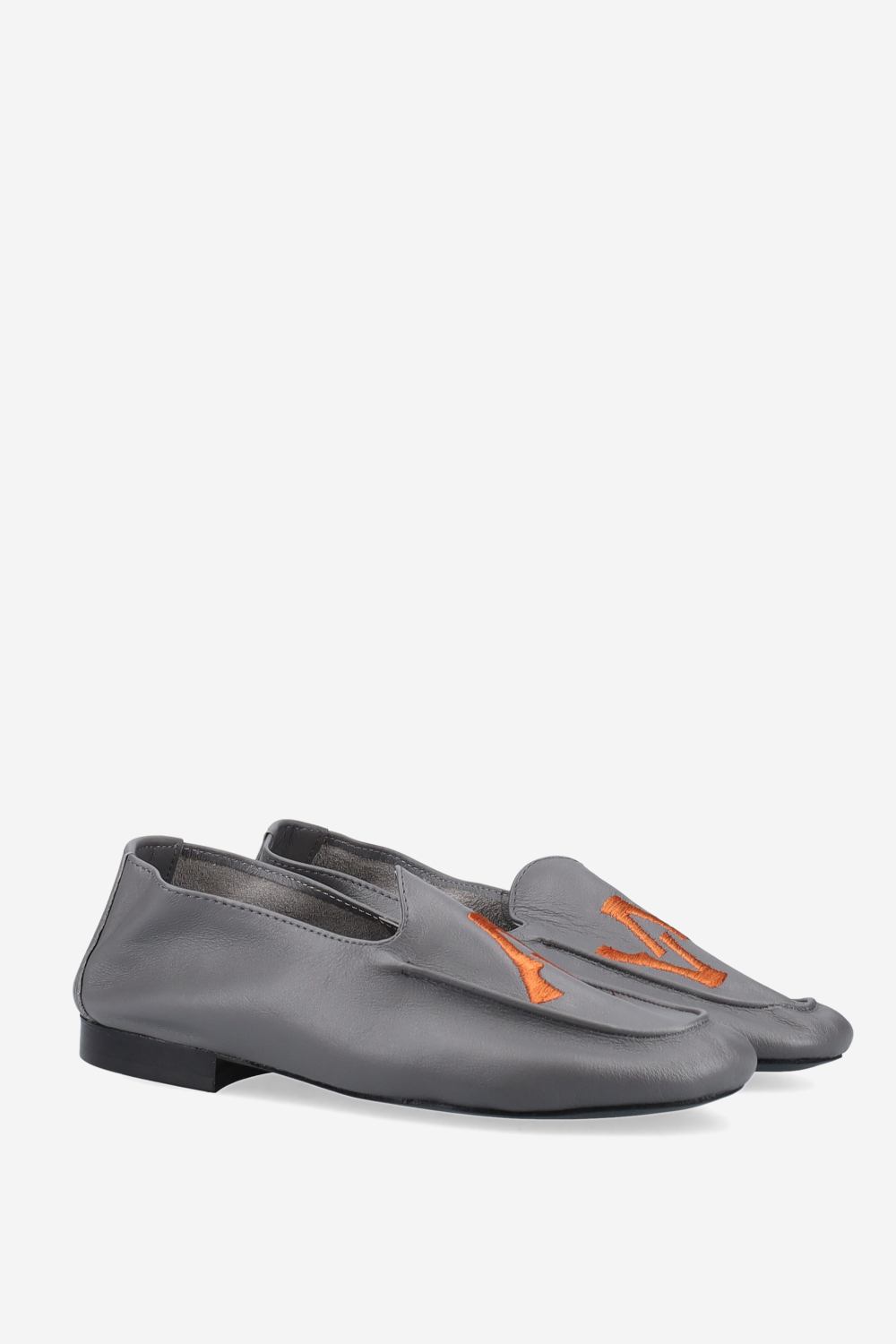 Logo embroidered leather loafers