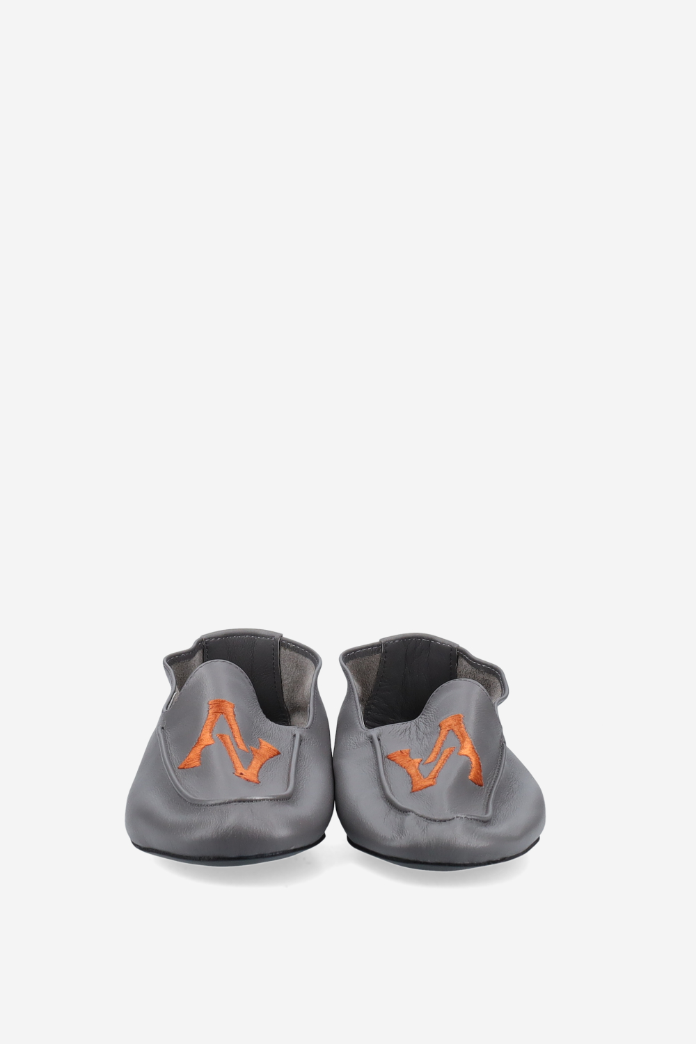 Logo embroidered leather loafers