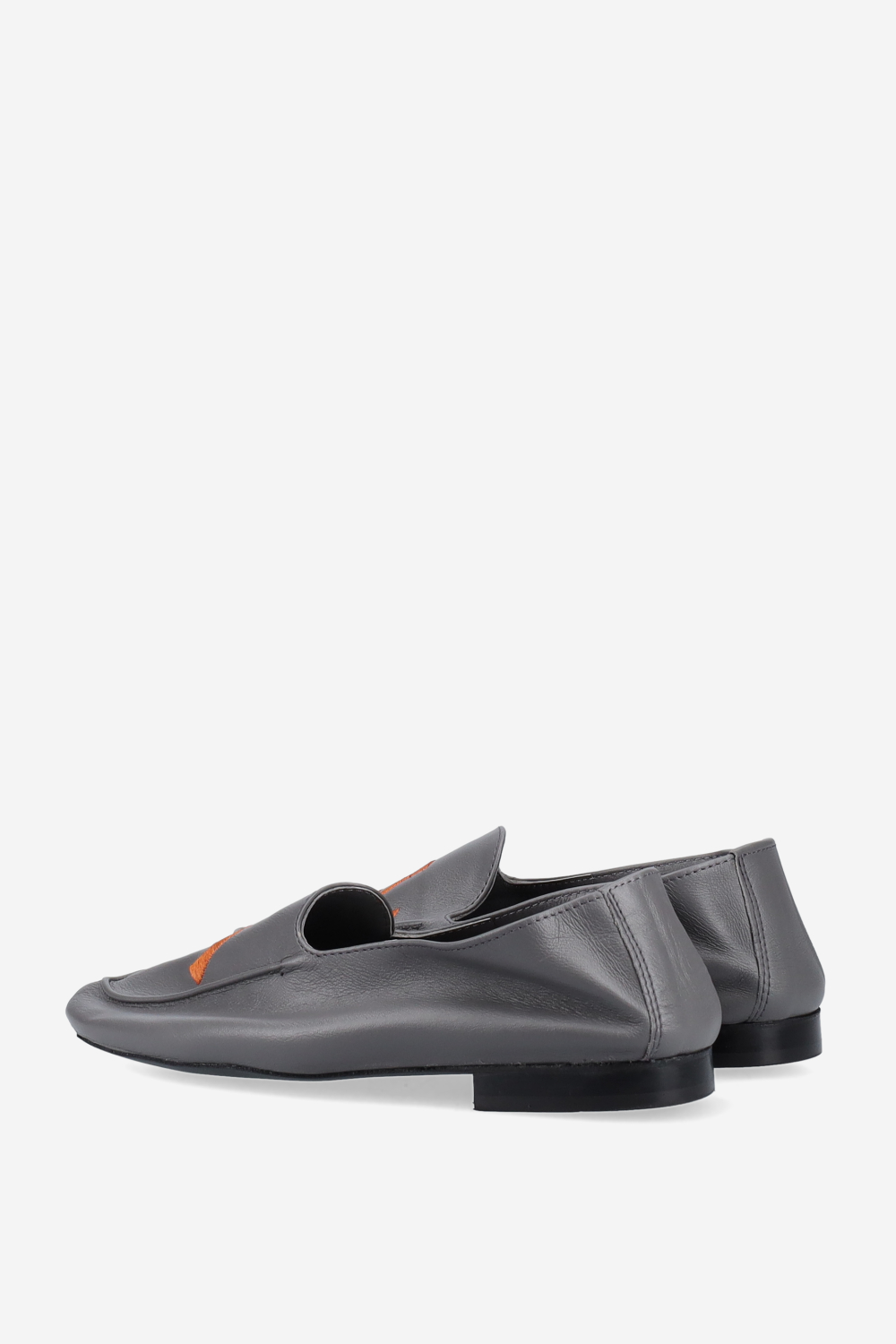 Logo embroidered leather loafers