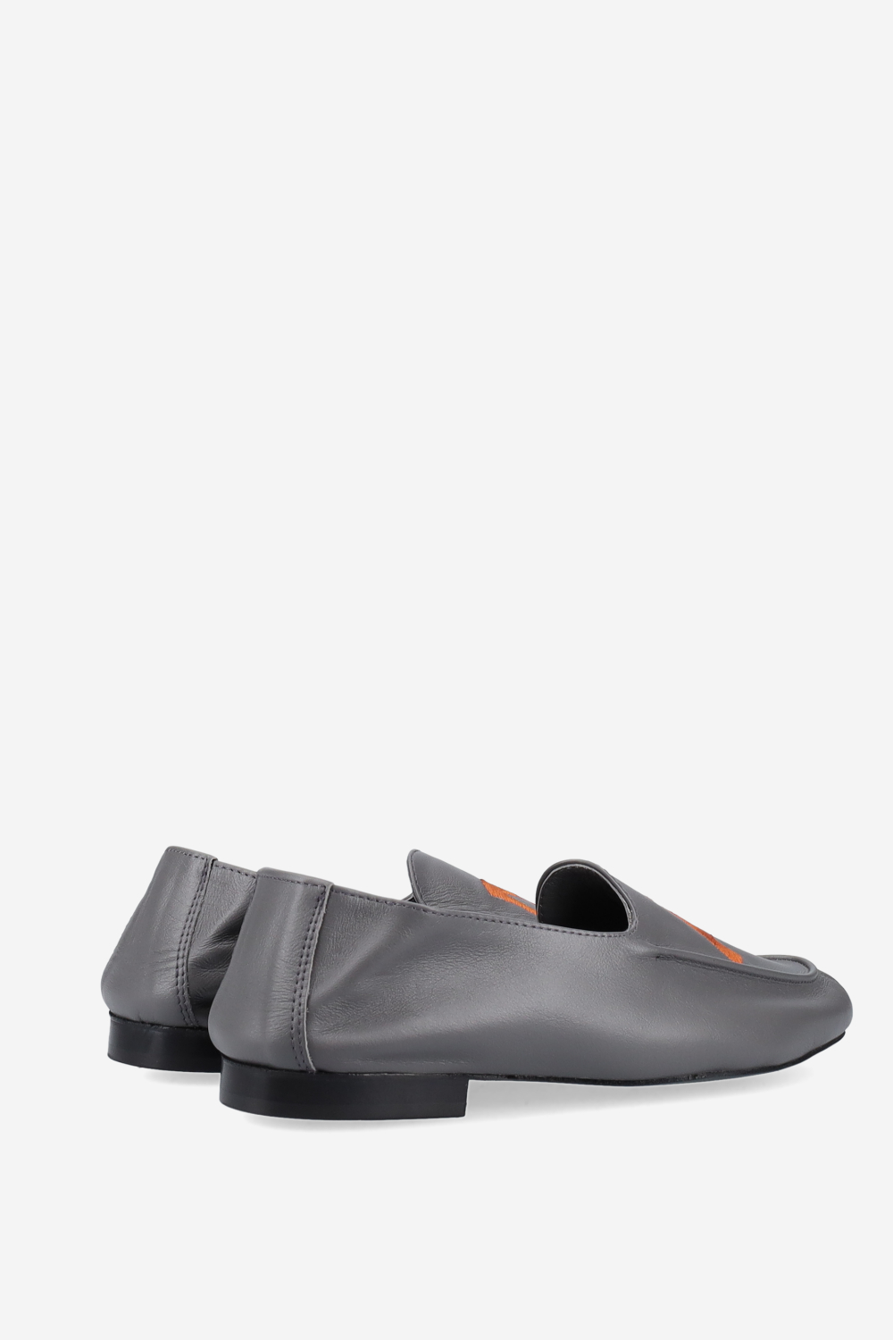 Logo embroidered leather loafers