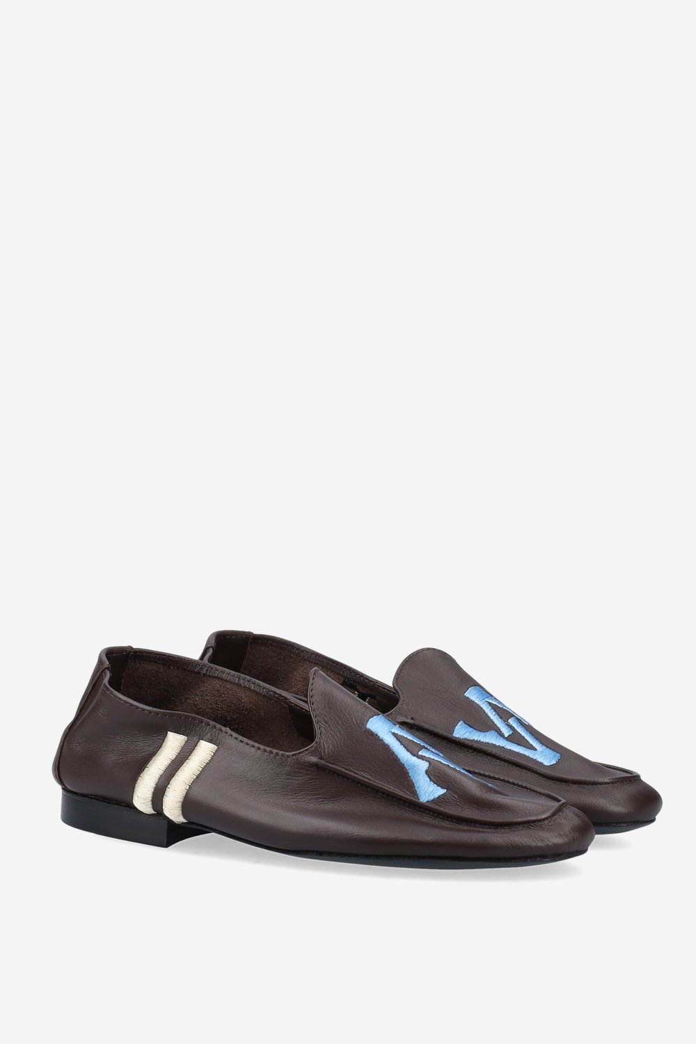 Logo embroidered leather loafers