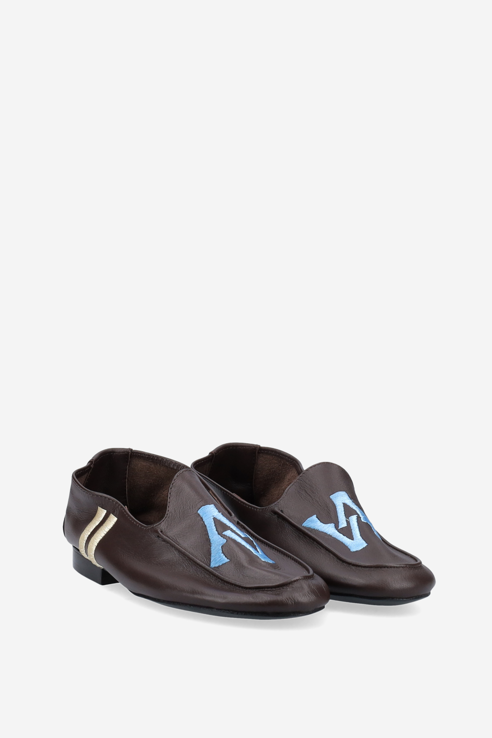 Logo embroidered leather loafers