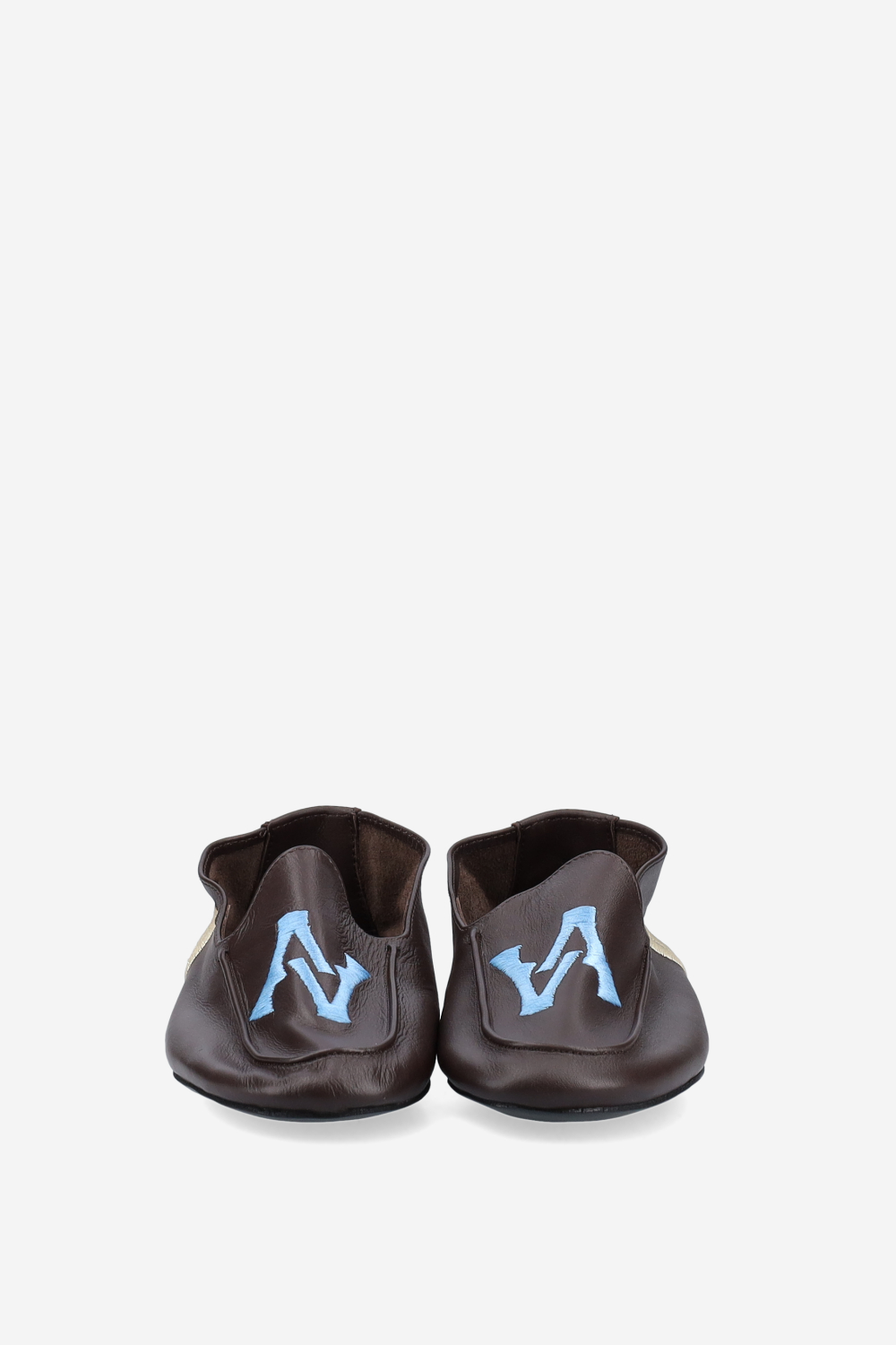 Logo embroidered leather loafers
