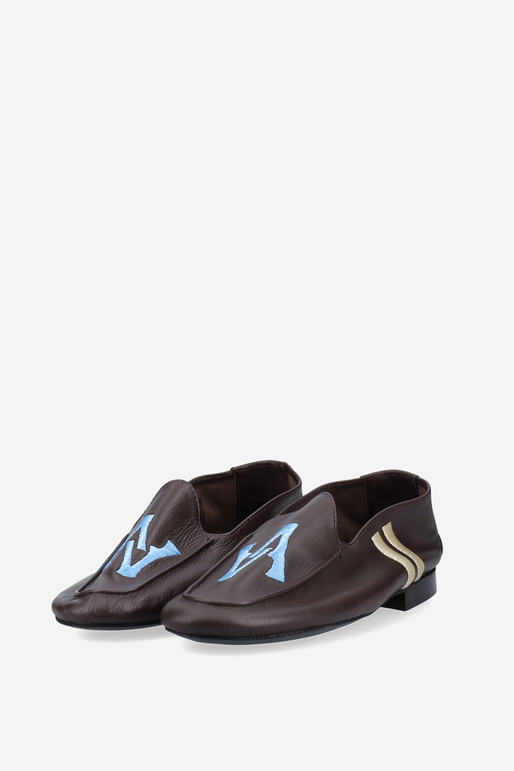 Logo embroidered leather loafers
