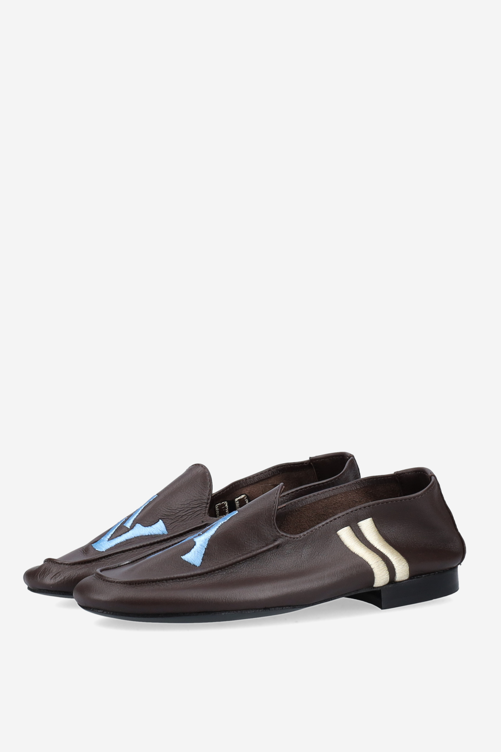 Logo embroidered leather loafers