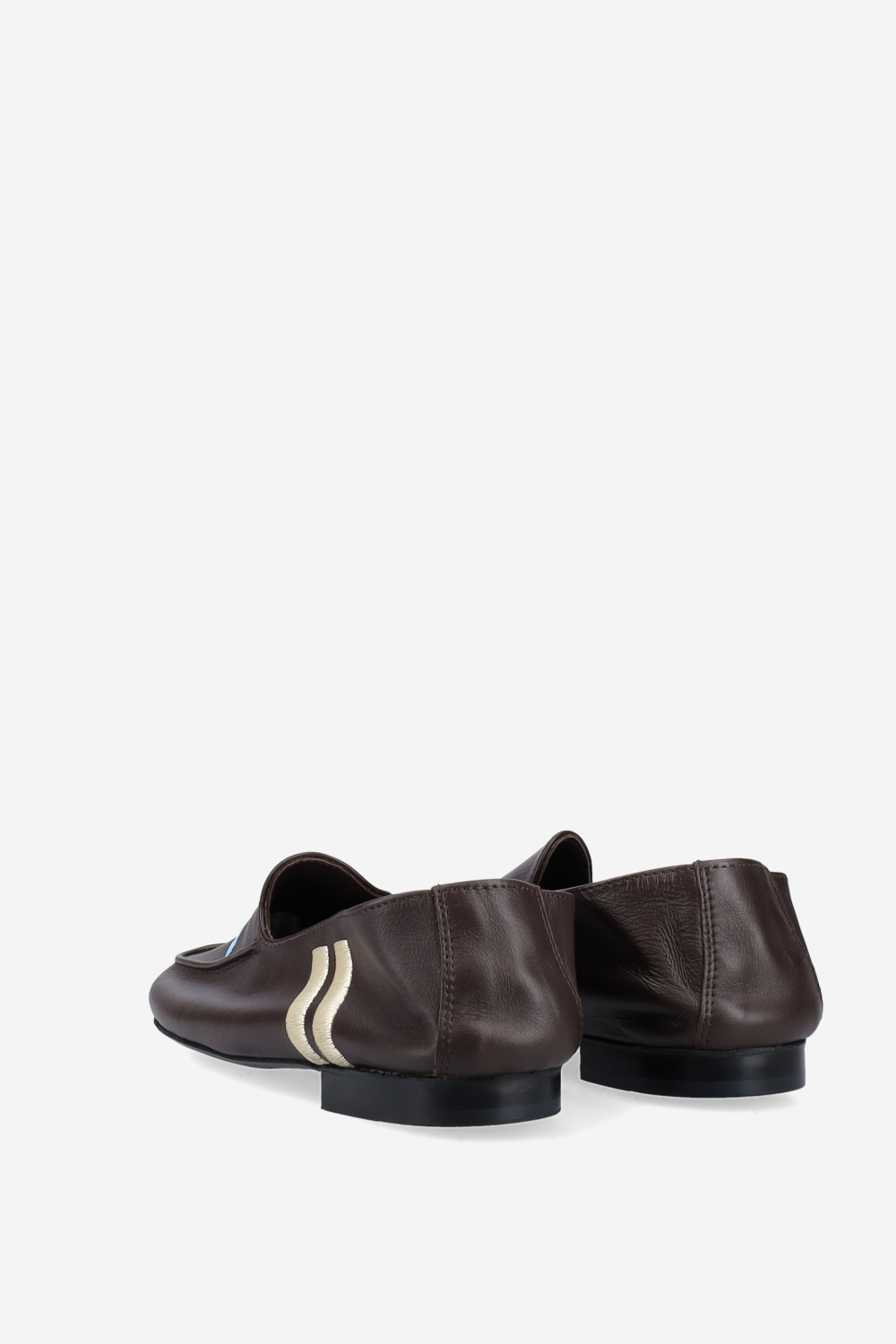 Logo embroidered leather loafers