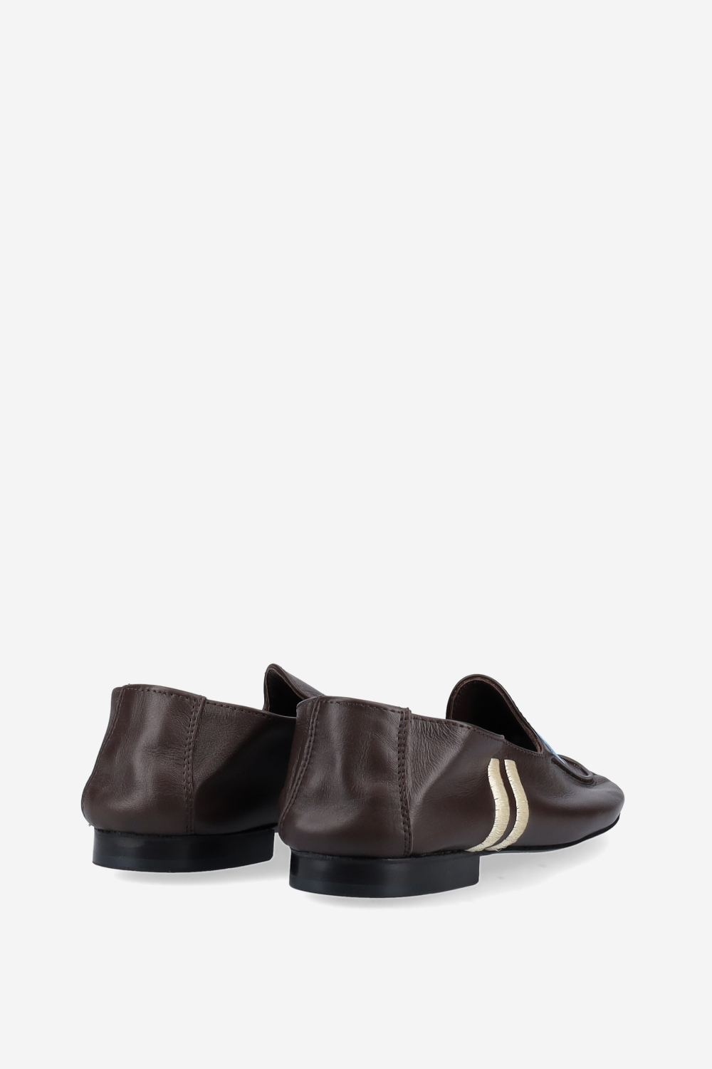 Logo embroidered leather loafers