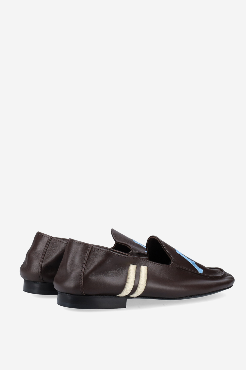 Logo embroidered leather loafers