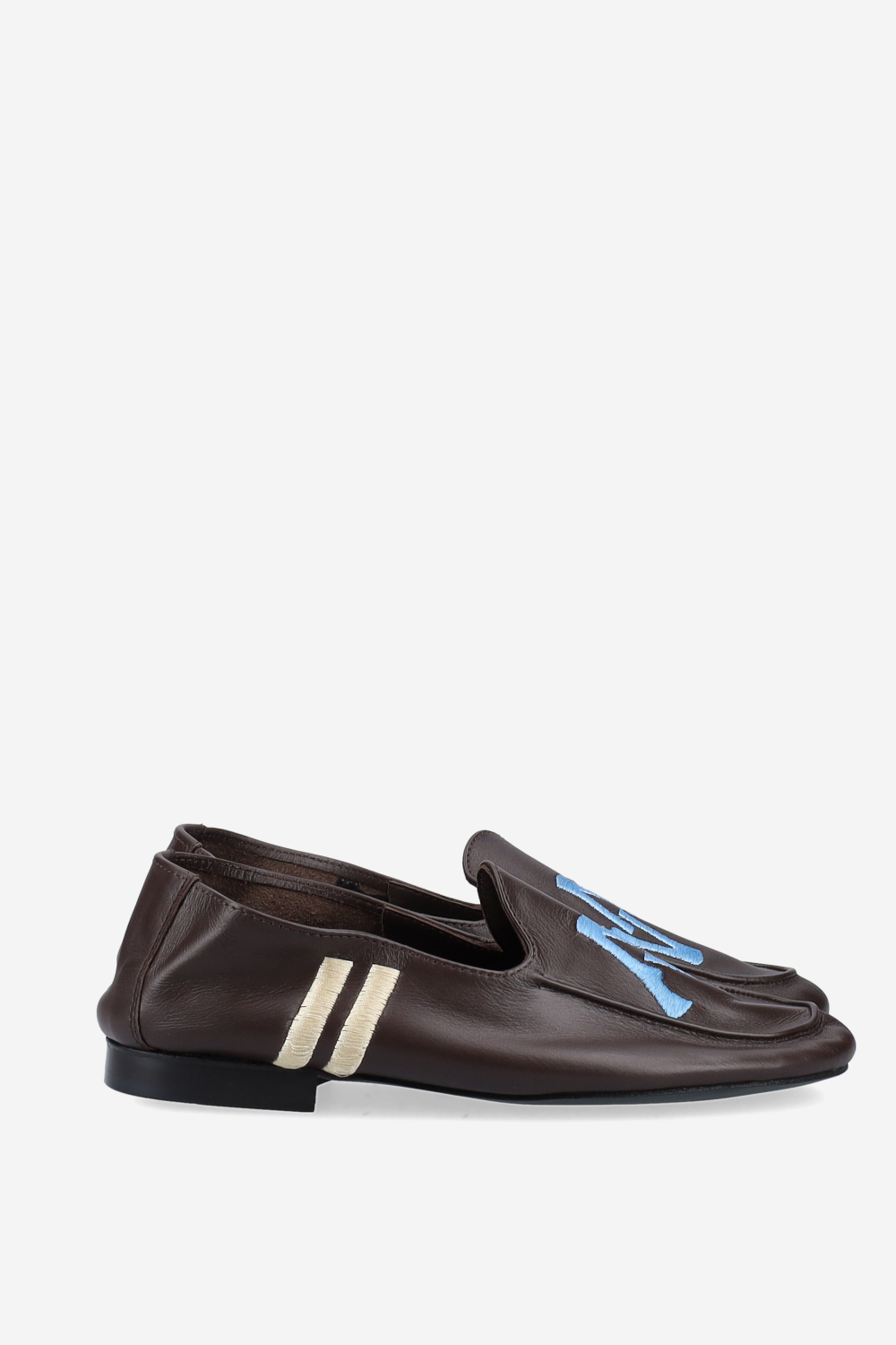 Logo embroidered leather loafers
