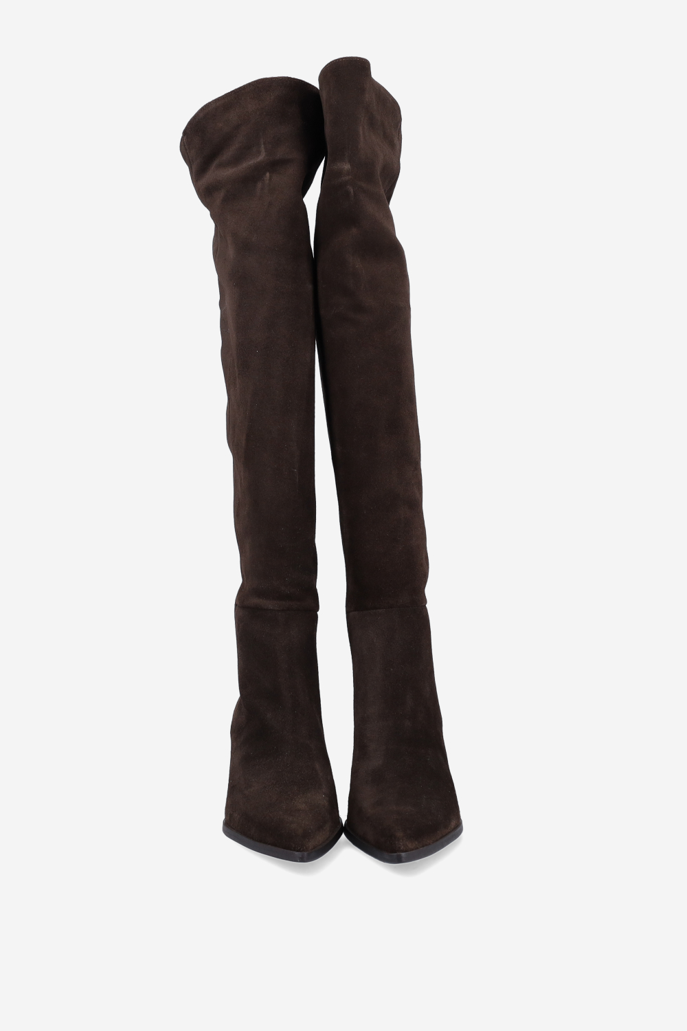 Pointed-toe suede boots