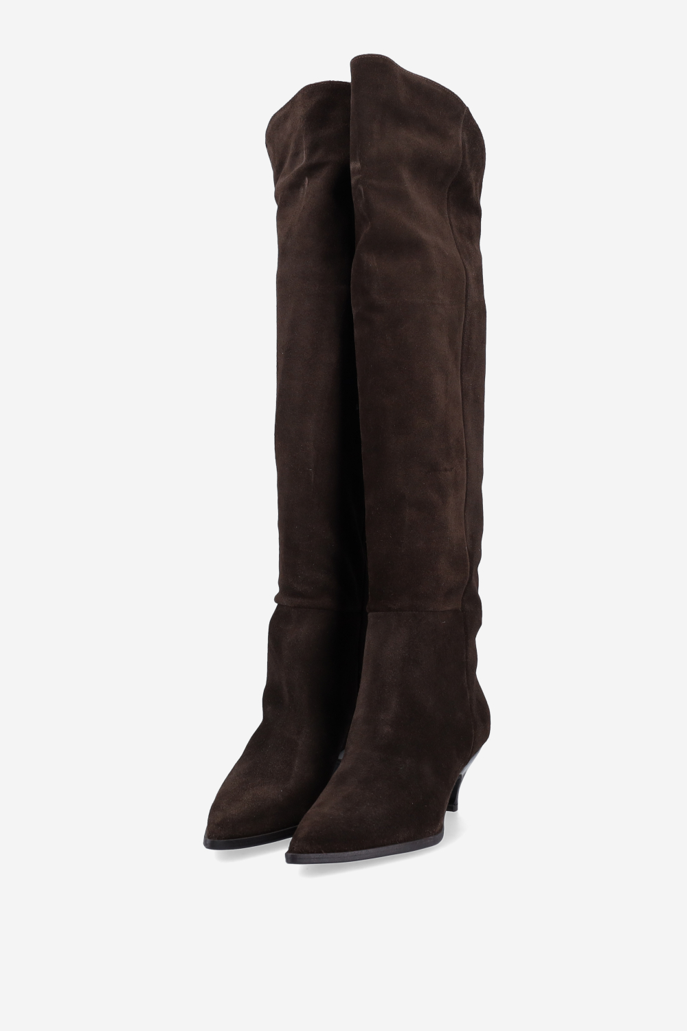 Pointed-toe suede boots