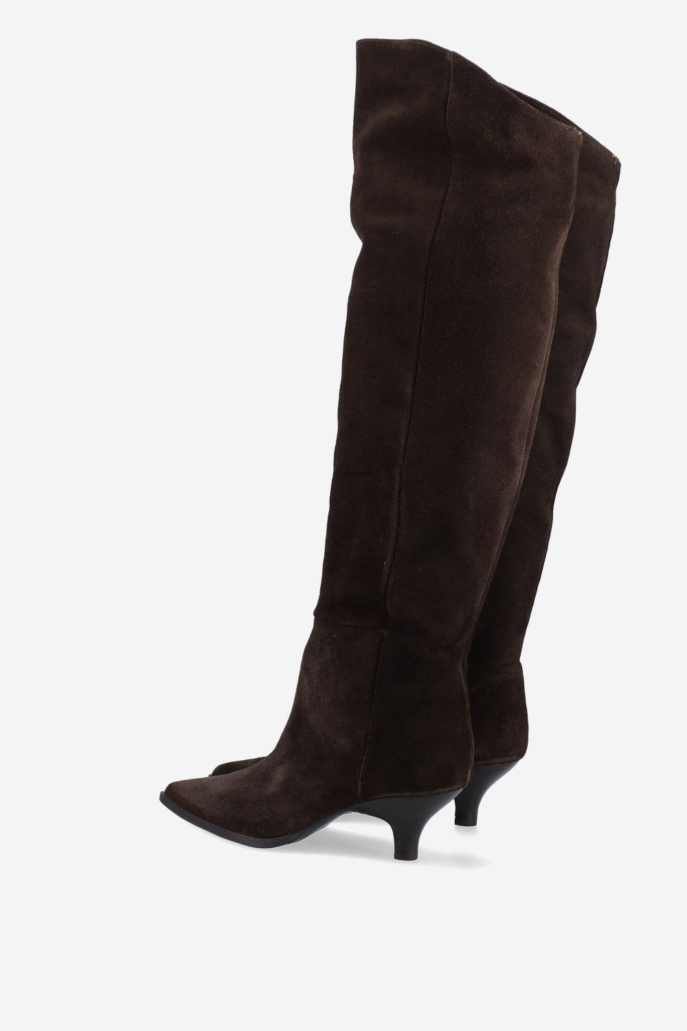 Pointed-toe suede boots