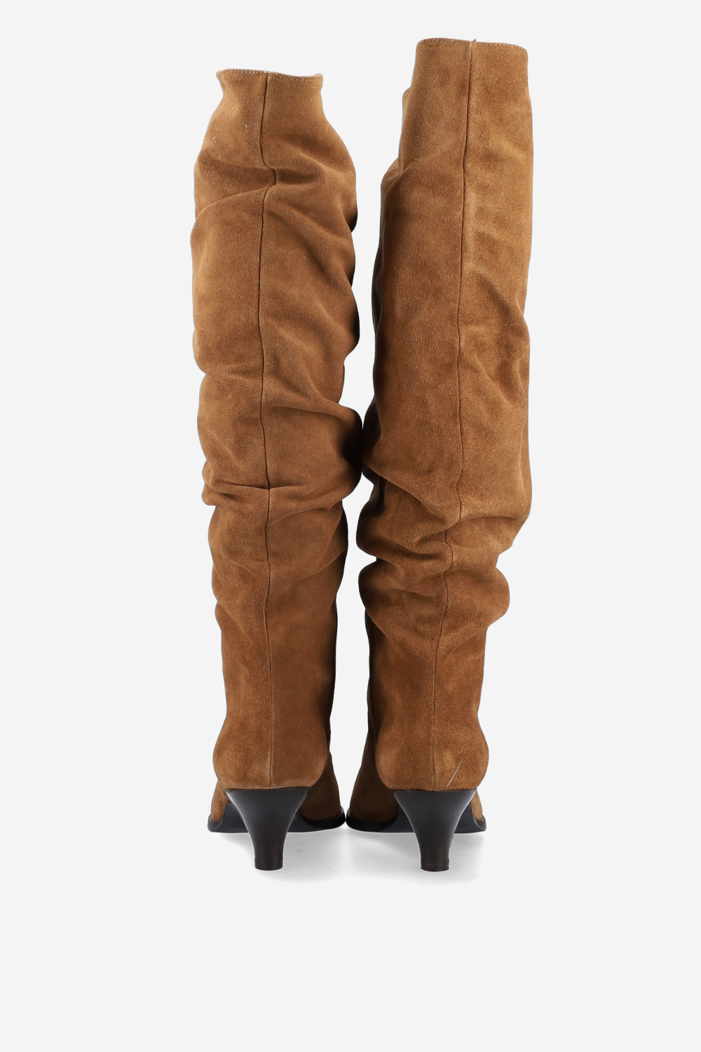 Pointed-toe draped suede boots