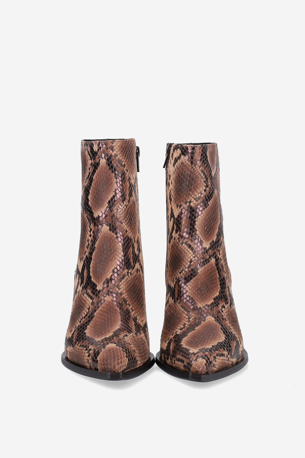 Zipped pitone leather ankle boots