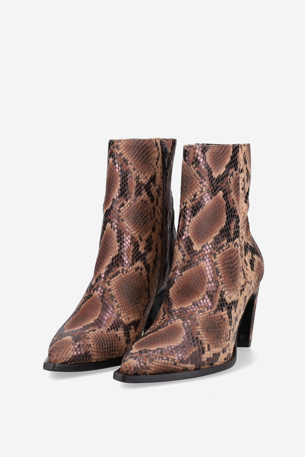 Zipped pitone leather ankle boots