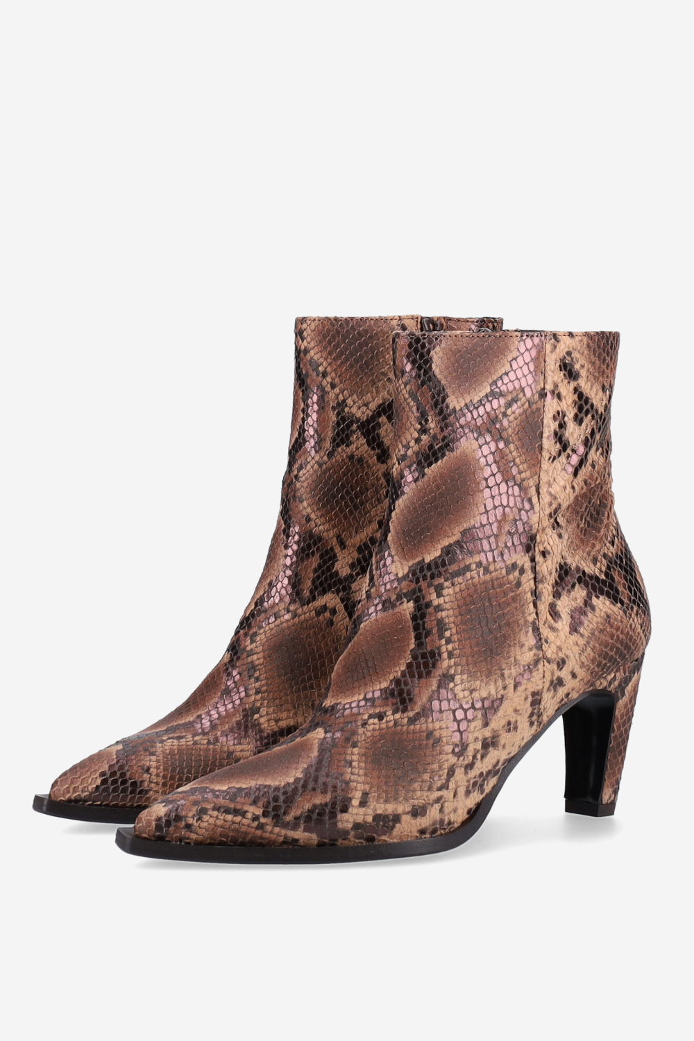 Zipped pitone leather ankle boots
