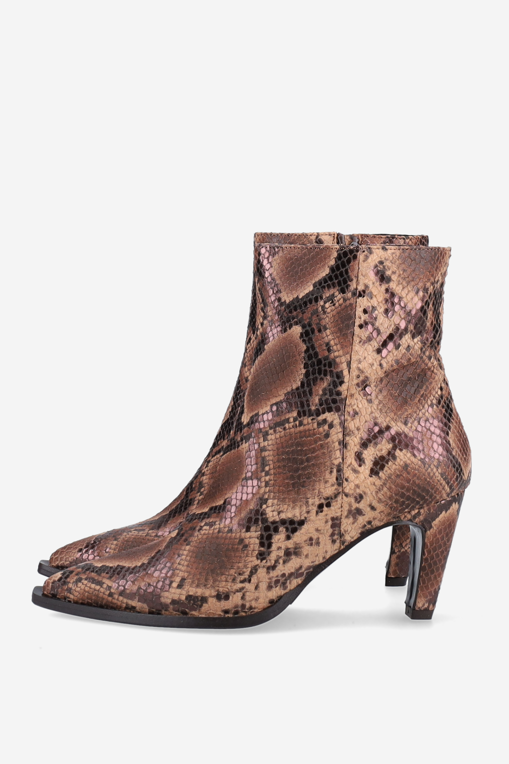 Zipped pitone leather ankle boots