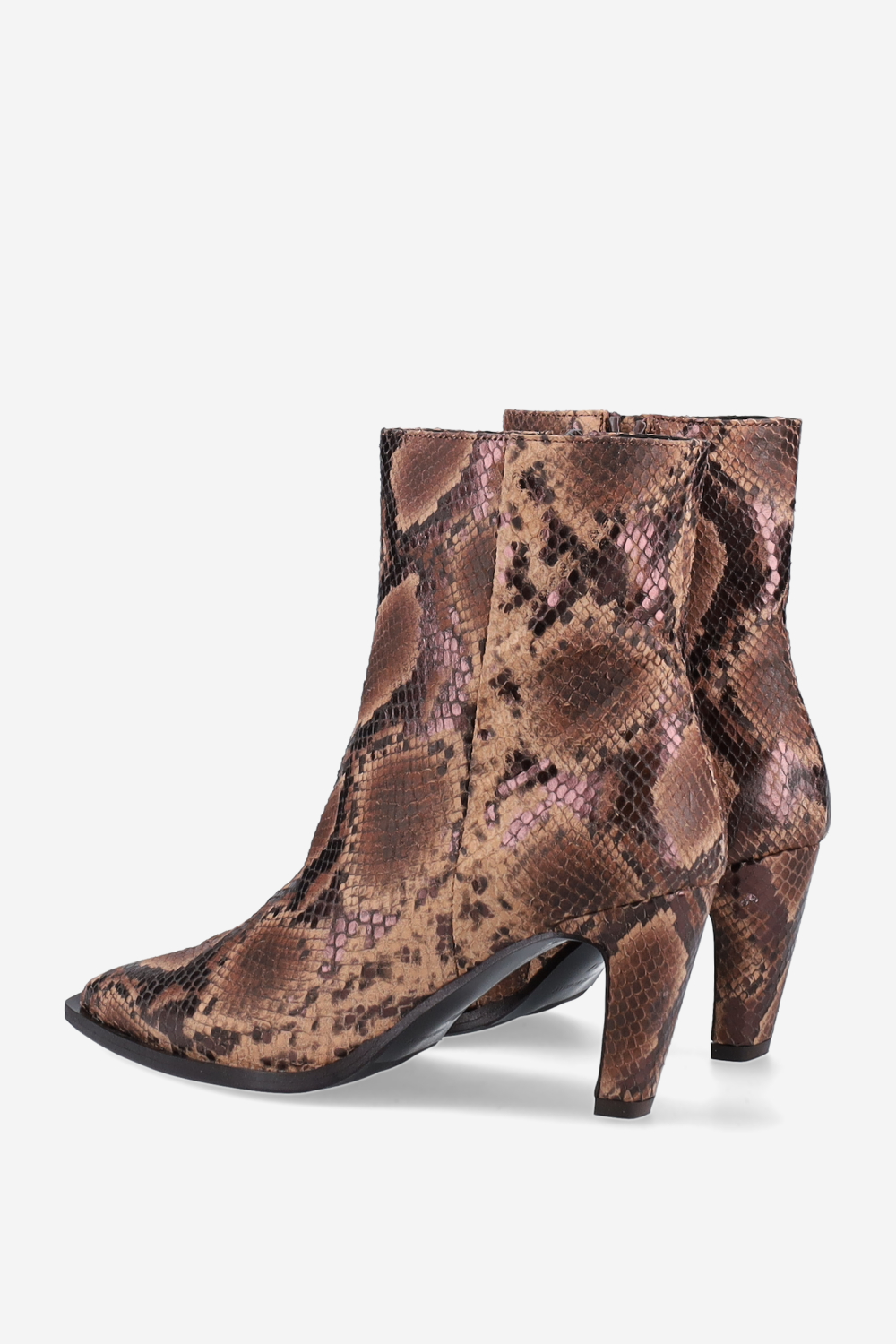 Zipped pitone leather ankle boots
