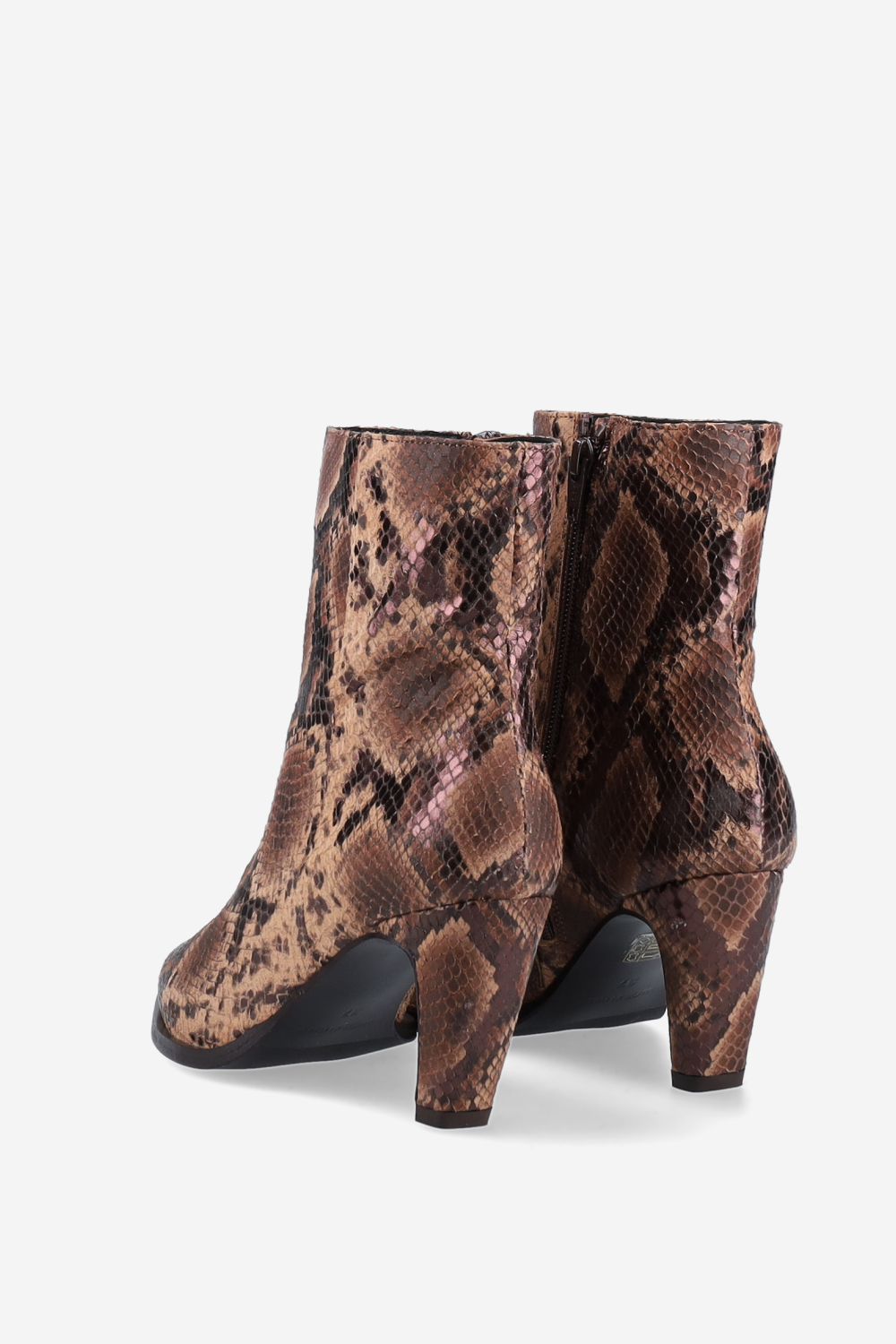 Zipped pitone leather ankle boots