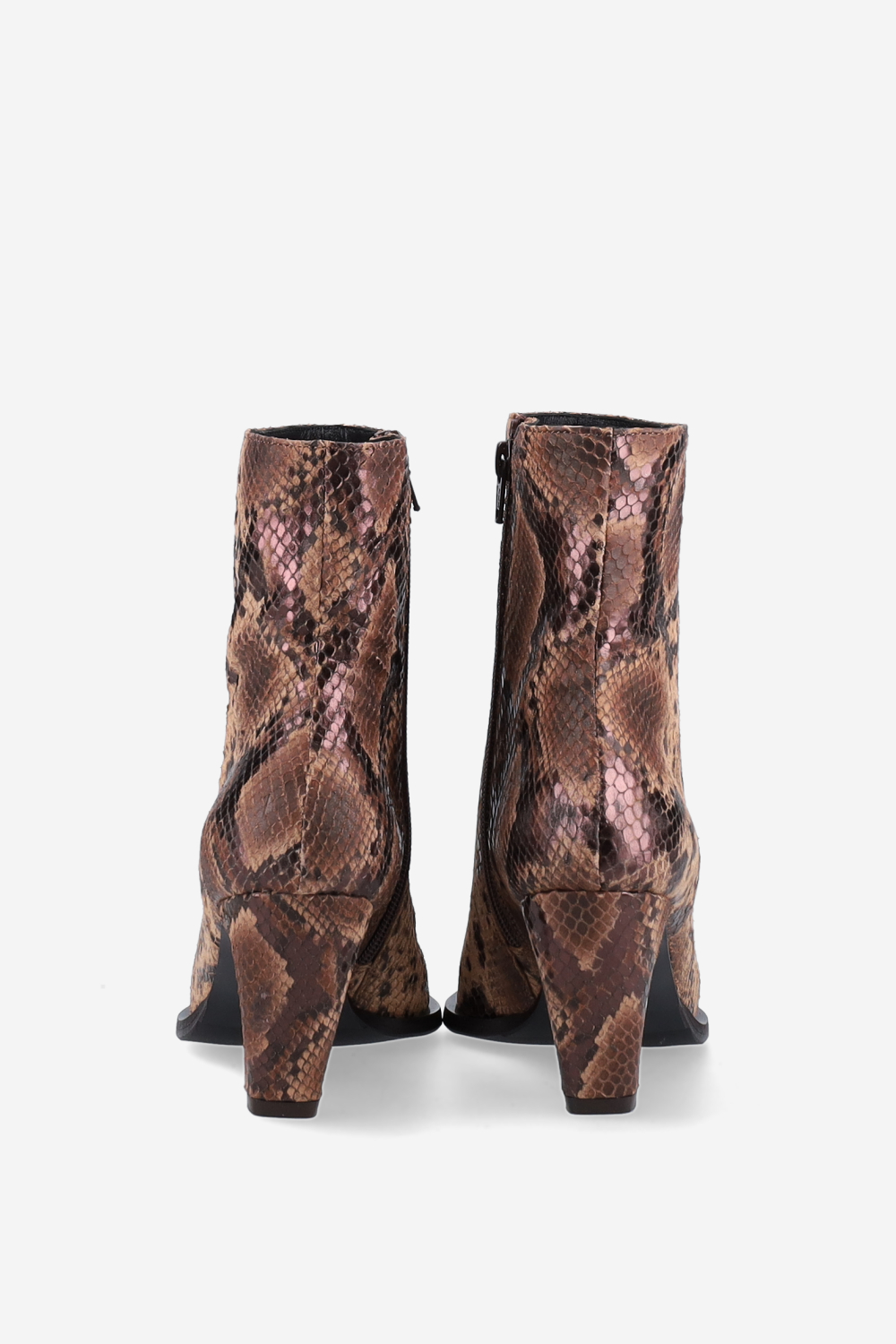 Zipped pitone leather ankle boots