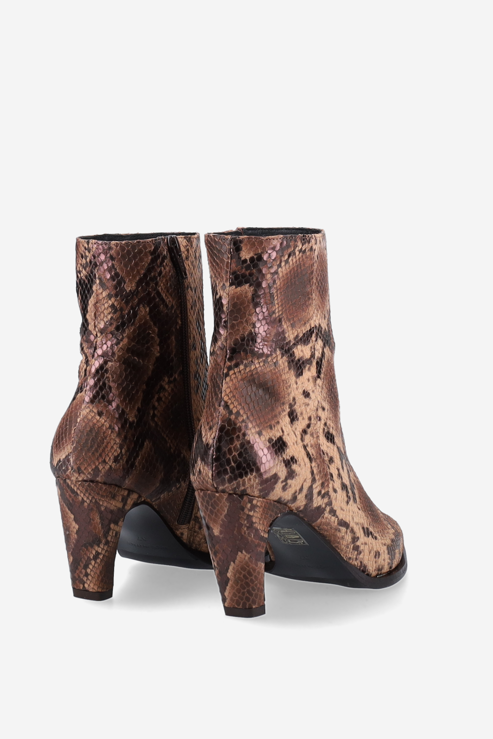 Zipped pitone leather ankle boots