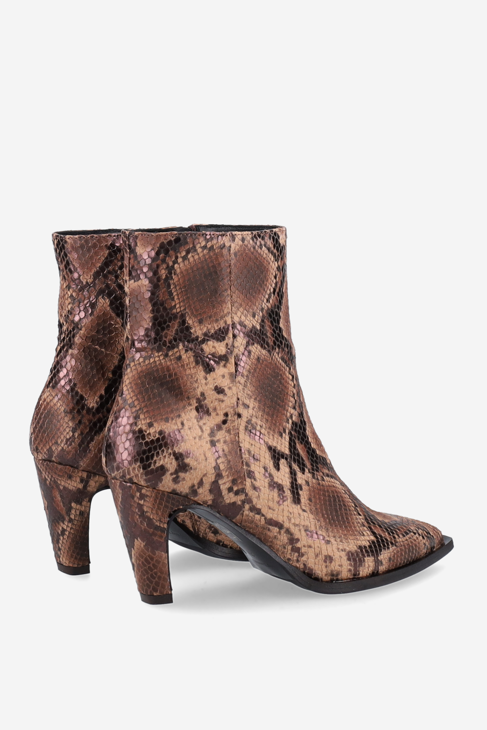 Zipped pitone leather ankle boots