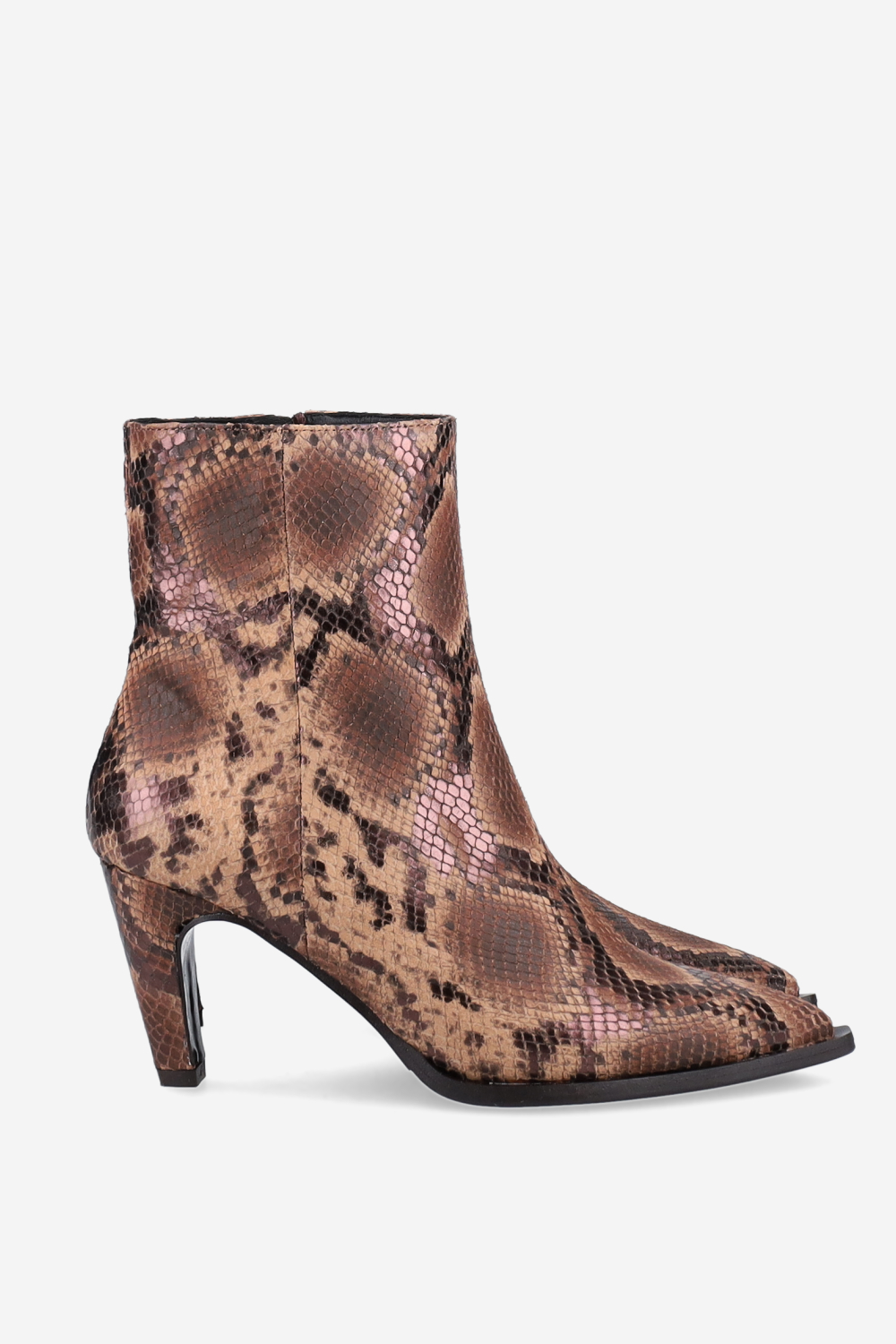 Zipped pitone leather ankle boots