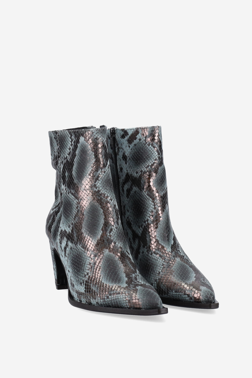Zipped pitone leather ankle boots