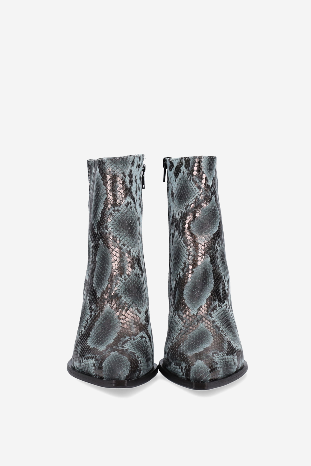 Zipped pitone leather ankle boots