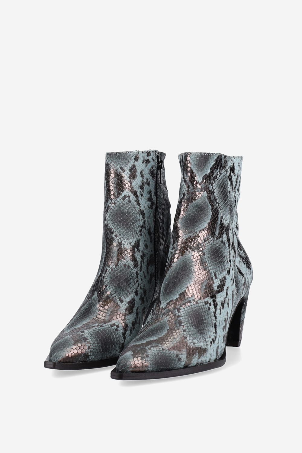 Zipped pitone leather ankle boots