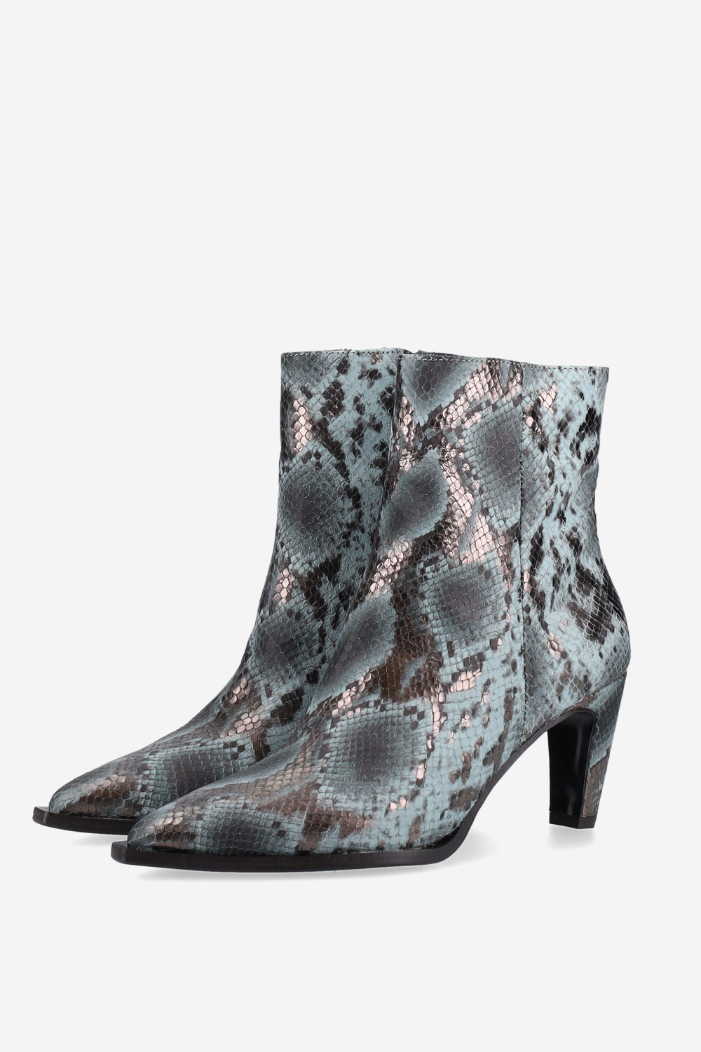 Zipped pitone leather ankle boots