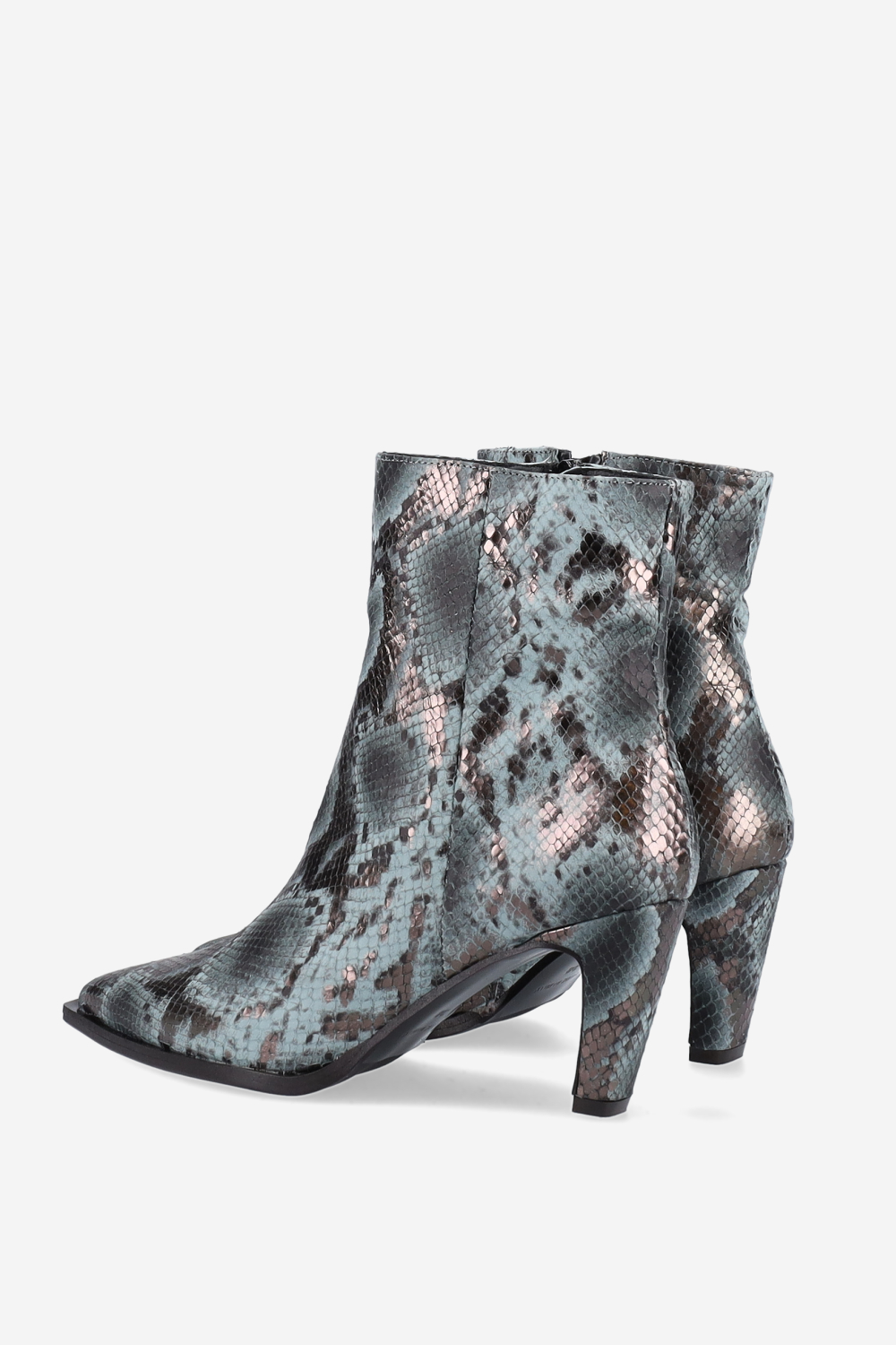 Zipped pitone leather ankle boots