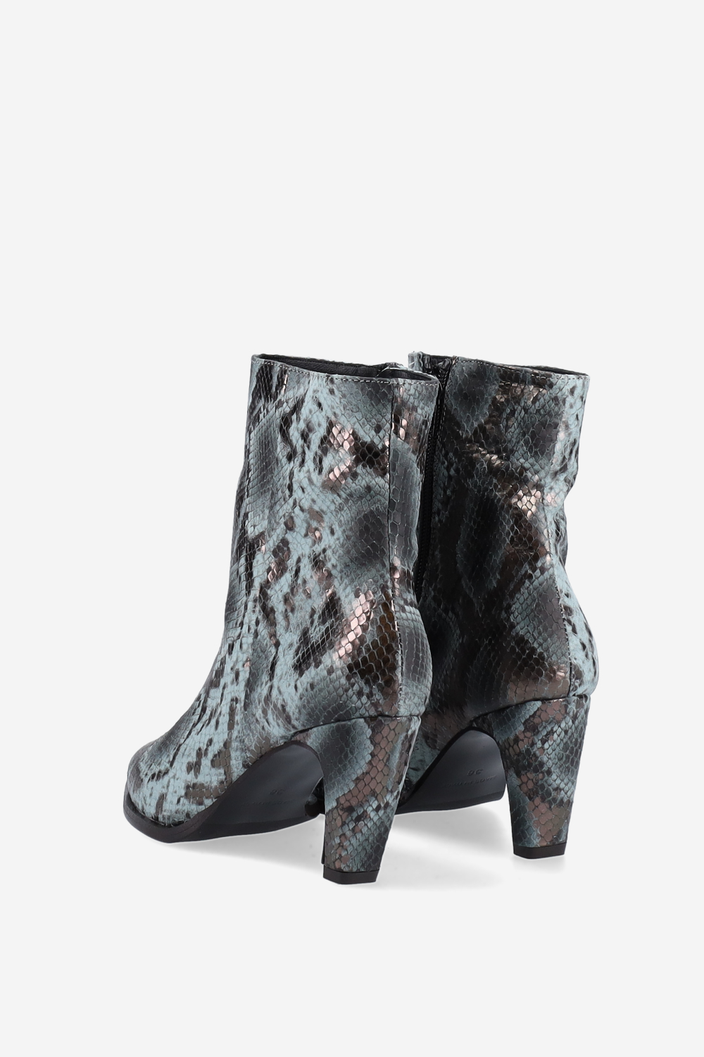 Zipped pitone leather ankle boots