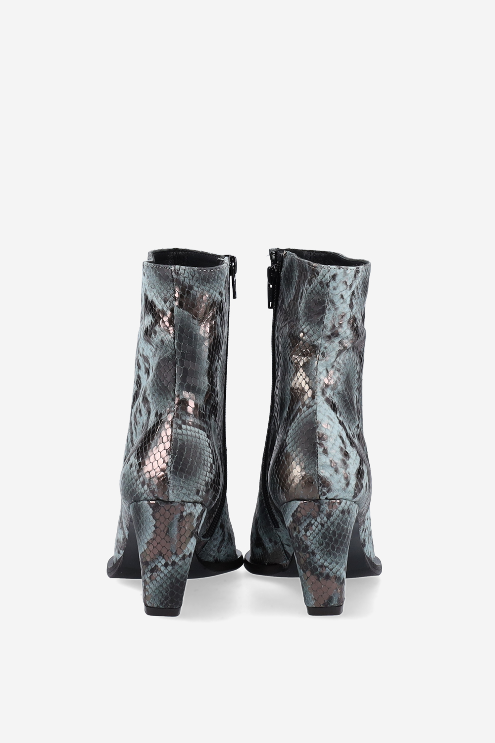 Zipped pitone leather ankle boots