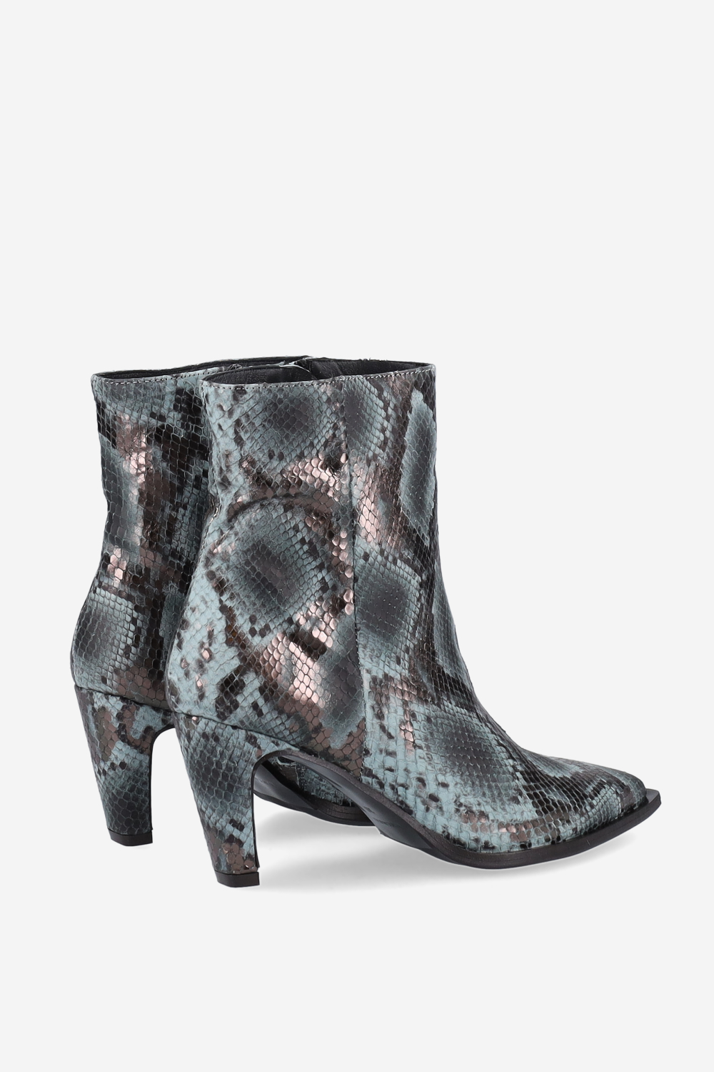 Zipped pitone leather ankle boots