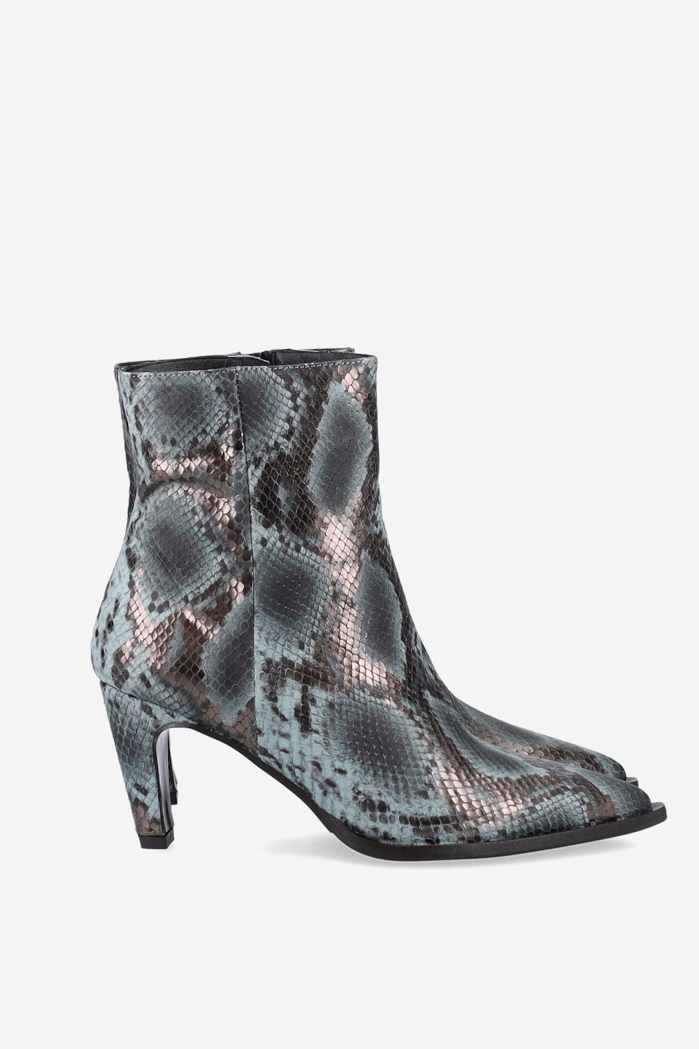 Zipped pitone leather ankle boots