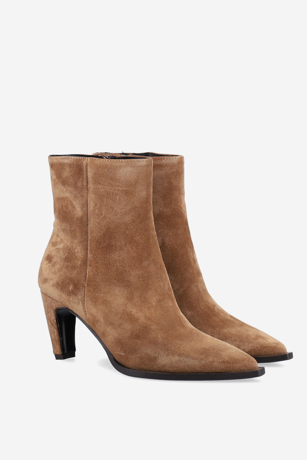 Zipped suede ankle boots