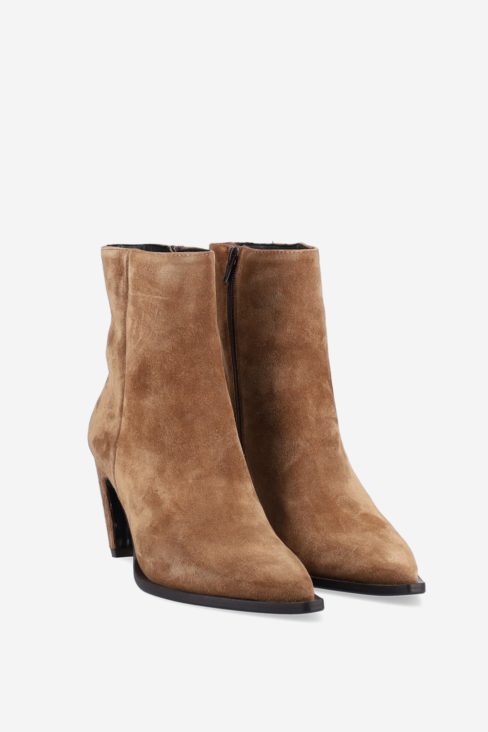 Zipped suede ankle boots