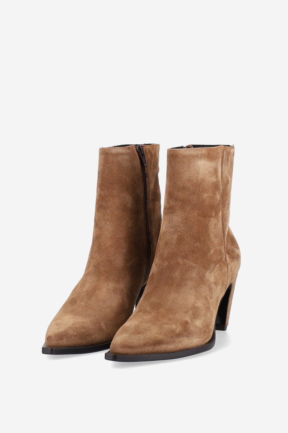 Zipped suede ankle boots